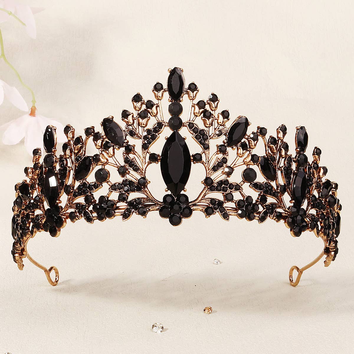 Tourtiwi - Wholesale Tiara - Women's - Obsidian Tiara Rhinestone Alloy Headdress Black Crown3