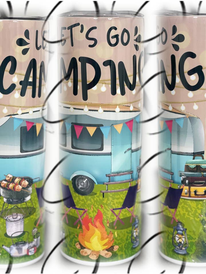 Lad os gå Camping 20oz Skinny Tumbler for engroshandel hos CMD Wholesale