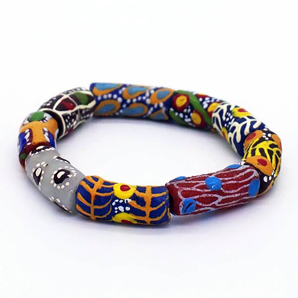Handmålad armband med Krobo-glaspärlor från Ghana för wholesale av Cloth & Cord, LLC