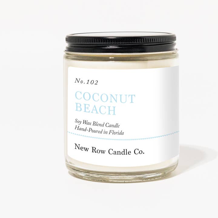 New Row Candle Co. - Wholesale Jar/Filled Candle - Coconut Beach Wood Wick Farmhouse Candle1
