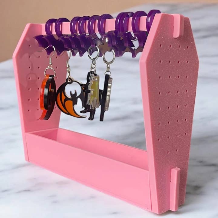 Suporte de Brincos Gótico Rosa Guarda-Roupa em Forma de Caixão por atacado de Cherry Moonlight Co
