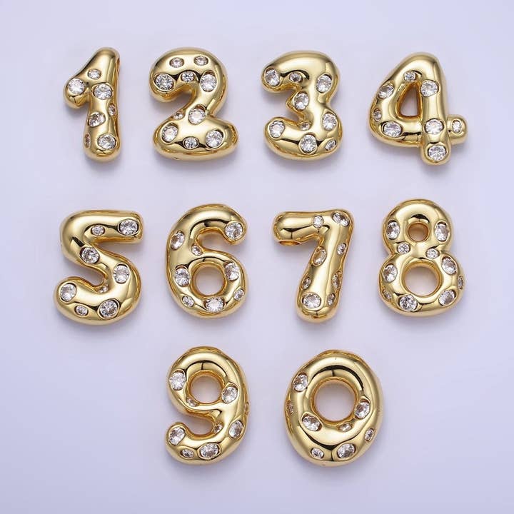 14K Gold Filled 20mm Clear CZ Chubby Balloon Number Numerical Pendant | AG775 - AG779 and other Purchase Wholesale clear balloons. Free Returns & Net 60 Terms on Faire trending on Faire.
