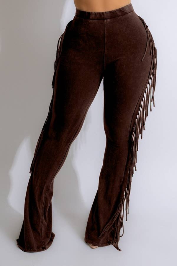 5besties inc - Wholesale Pants - Women's - Mineral Wash Fringe Detail Pants4