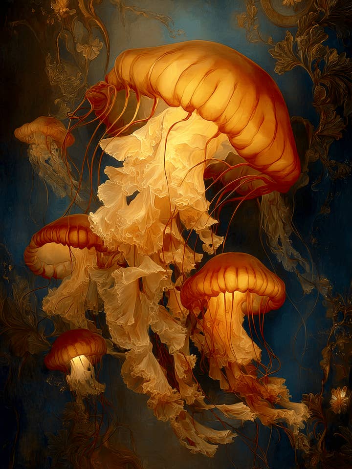 Vintage Jellyfish Art Print - 8"x10" Artwork for wholesale by Mowbi