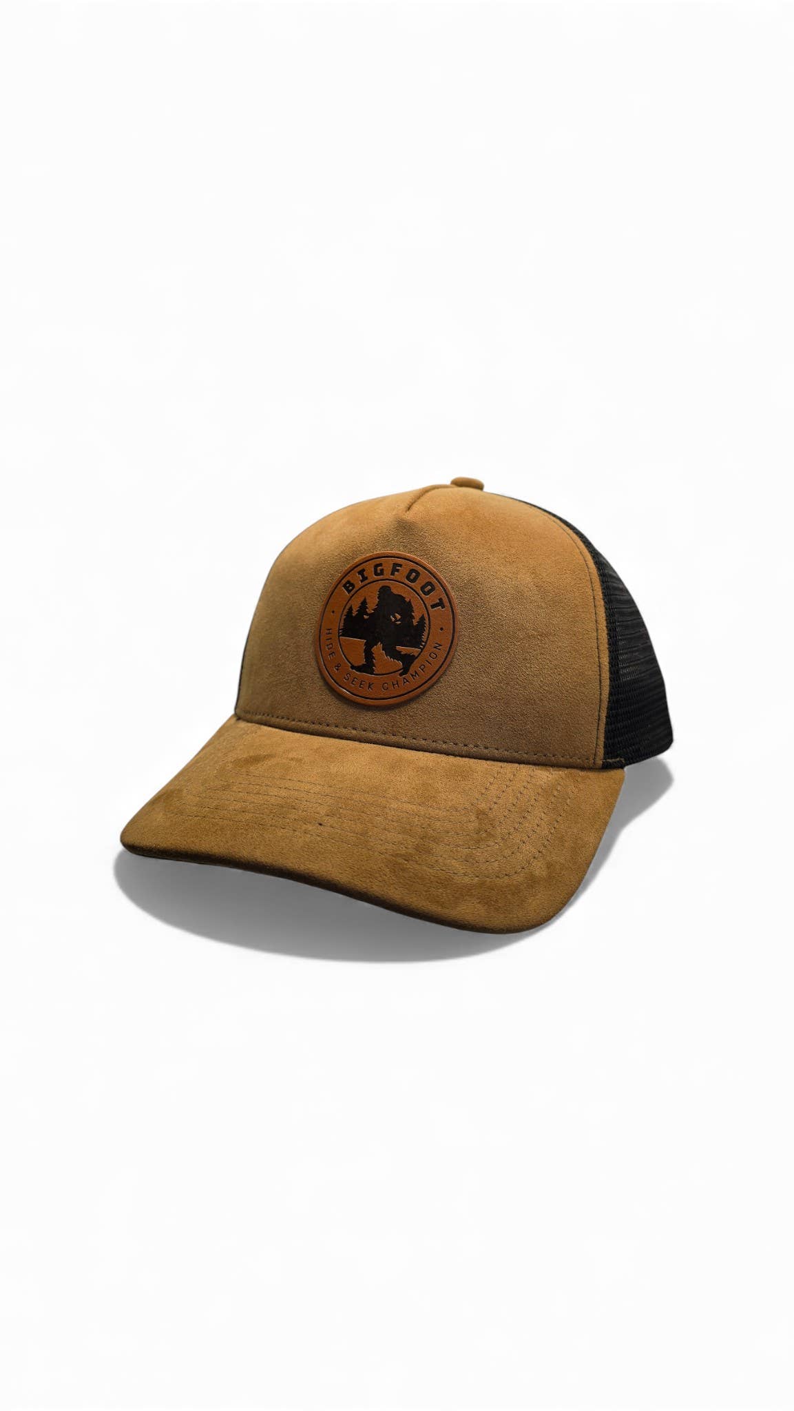 PNW Apparel – wholesale Trucker hat – Unisex – Sasquatch Leather Patch 5-Panel Trucker Hat – Unique Cap3