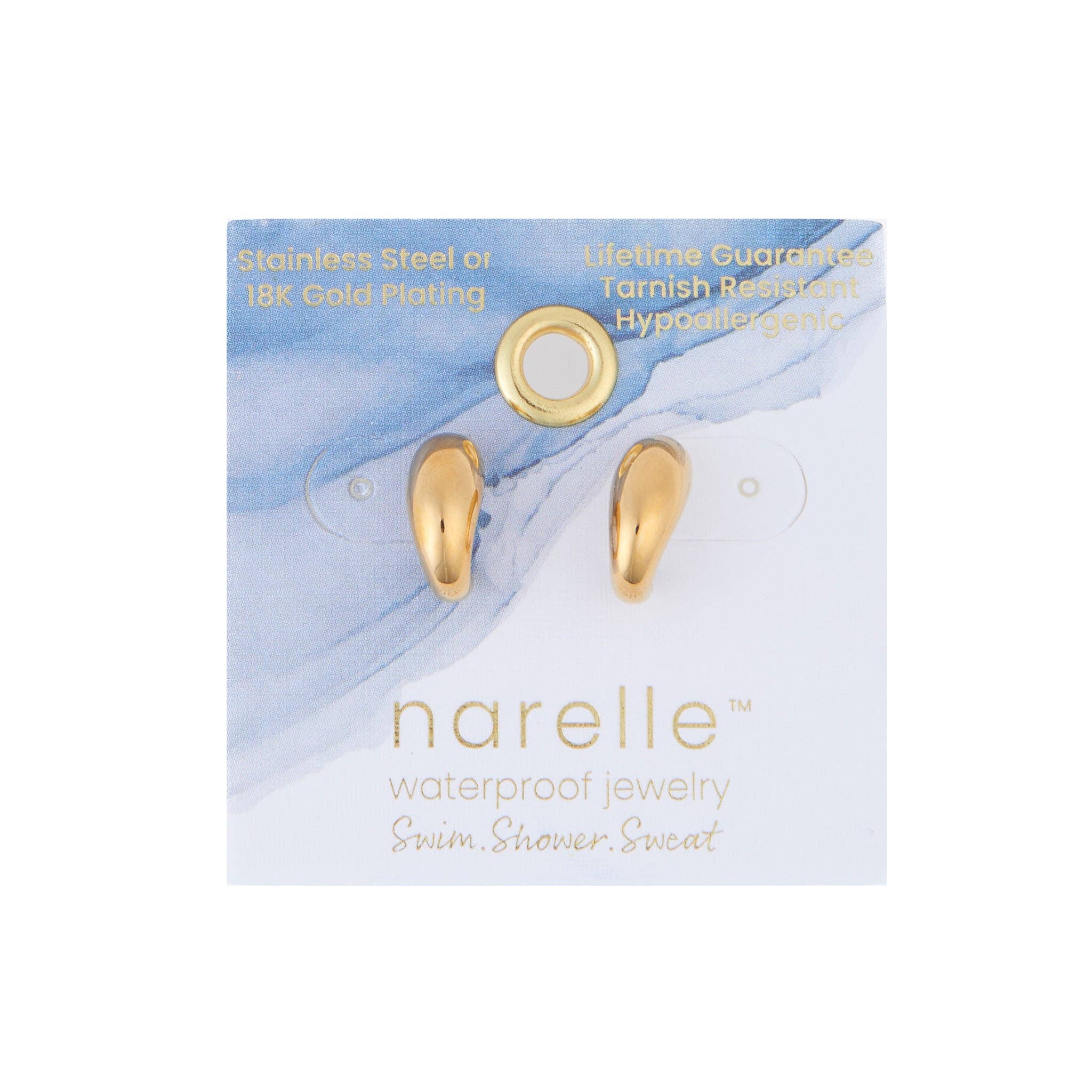Elsie & Zoey - Wholesale Hoop Earrings - Waterproof Earrings Narelle Half Loop Hoop in Gold & Steel3