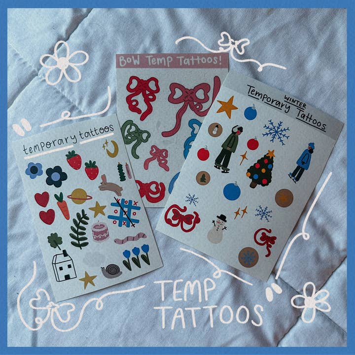 bows temporary tattoo sheet for wholesale by VRUSSOART