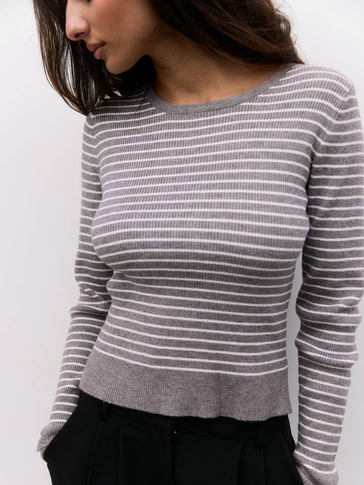MOD REF - Wholesale Knit Sweater - Women's - The Taryn Sweater | Striped Knit Sweater5