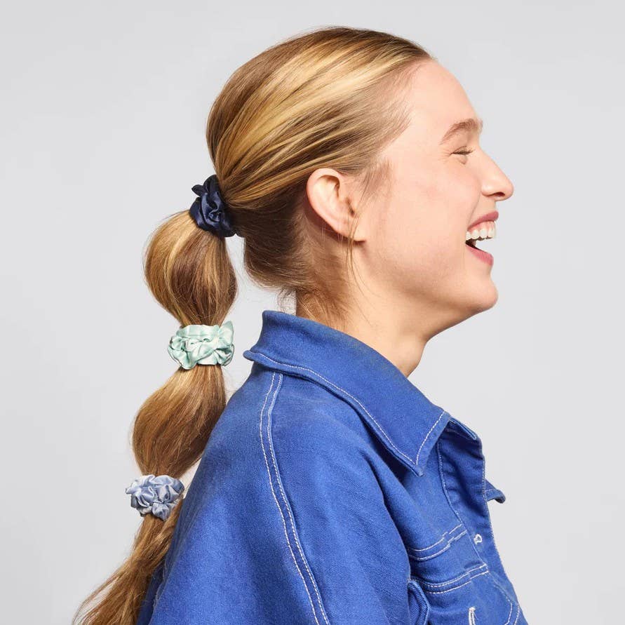 KITSCH - Wholesale Scrunchie - Women's - Ruched Satin Scrunchies 5pc Set - Garden Bouquet1