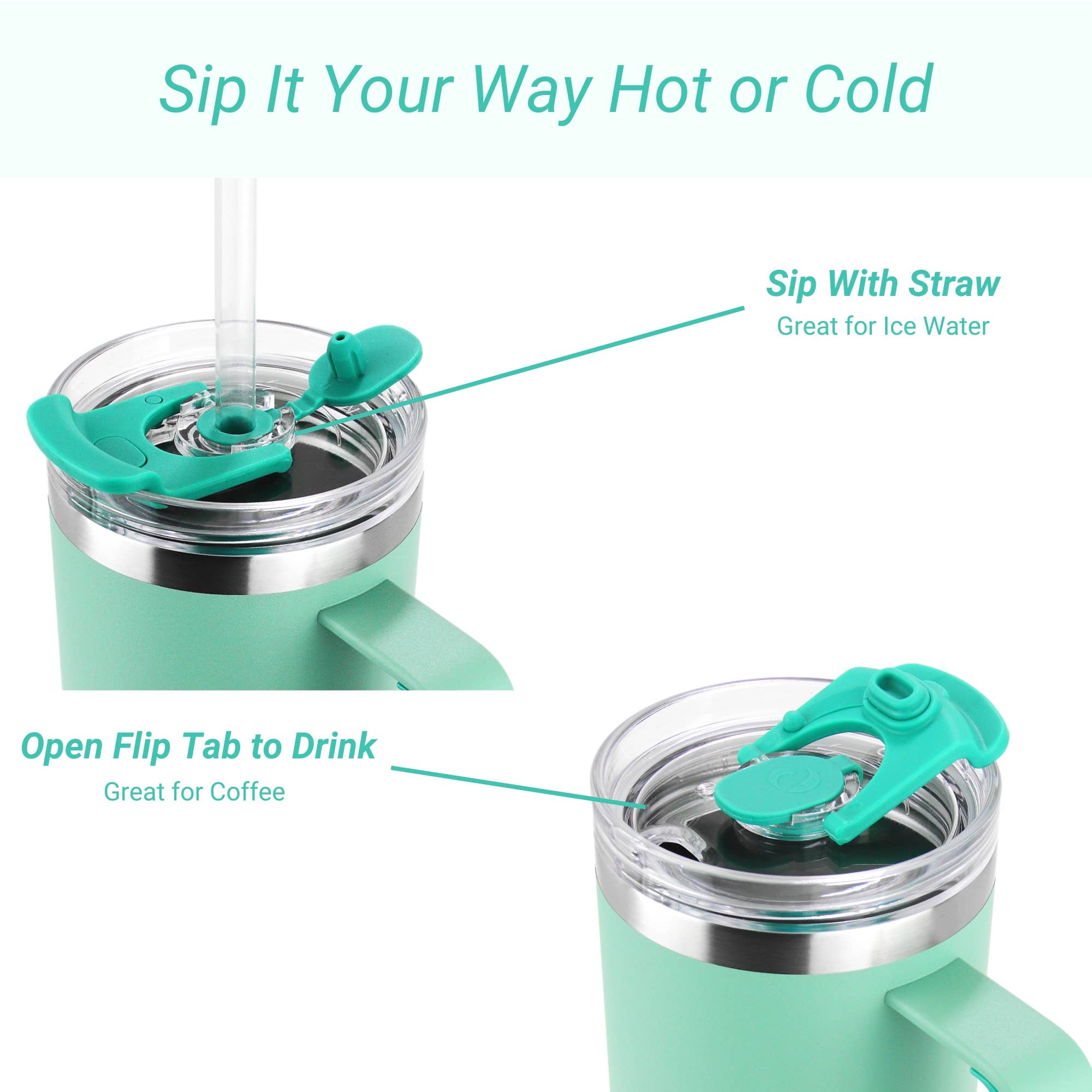 Drinco - Vendita all'ingrosso Bicchiere/tazza termica - Bicchiere termico Drinco BigSur da 40 oz e 30 oz con manico, cannuccia e coperchio flip24