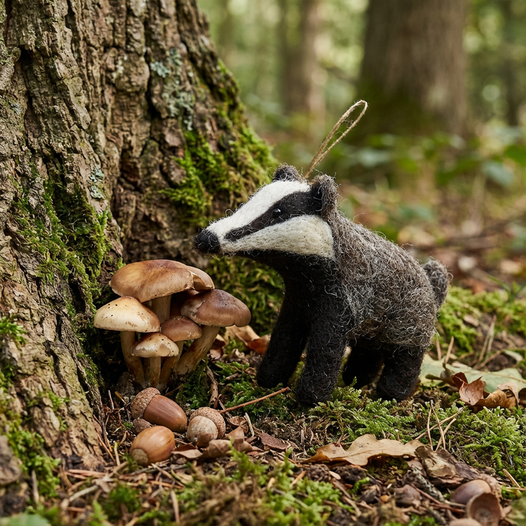 Felt So Good - Wholesale Ornament - Handmade Felt Bertie Badger Hanging Biodegradable Decoration7