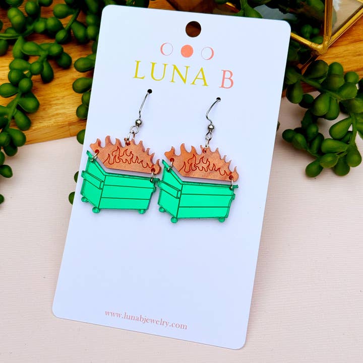 Luna B Jewelry - Wholesale Dangle Earrings - Dumpster Fire Earrings3