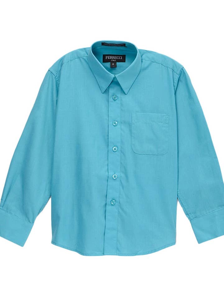 Premium turquoise overhemd van effen katoenmix voor wholesale door Ferrecci