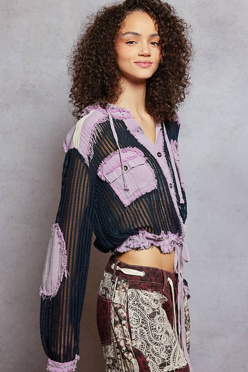 Pol Clothing - Vente Chemise à col boutonné – femme - Vente de chemise à capuche ouverte avec boutons et poches avant.41