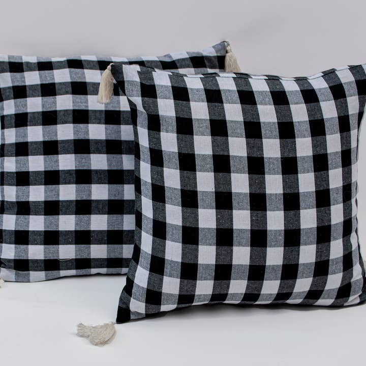 BUFFALO CHECK PUDEBETRÆK SÆT MED 2, sort-hvid, 18 „x18". for engroshandel hos chardin home