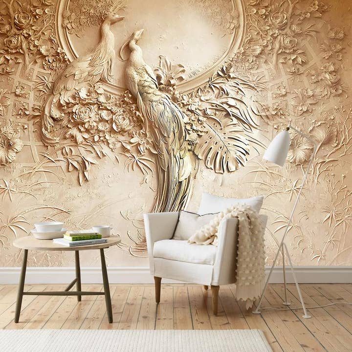 Les Panoramiques – wholesale Tapetrulle – Trompe l'oeil snidade påfåglar tapeter