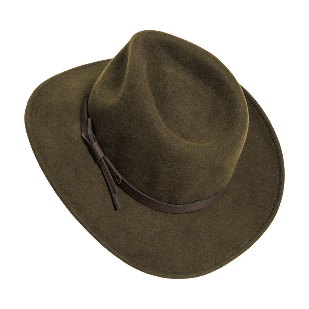 American Hat Makers - Wholesale Fedora - Unisex - Crushable Wool Felt Outback Hat - Style Pathfinder22