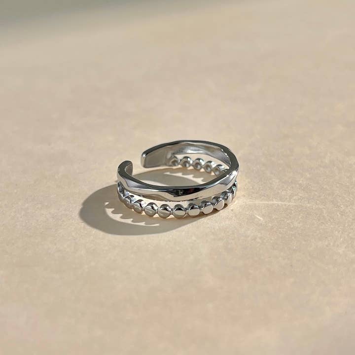 COSMOS - Wholesale Band/Stacked Ring - Adjustable double row stainless steel ring