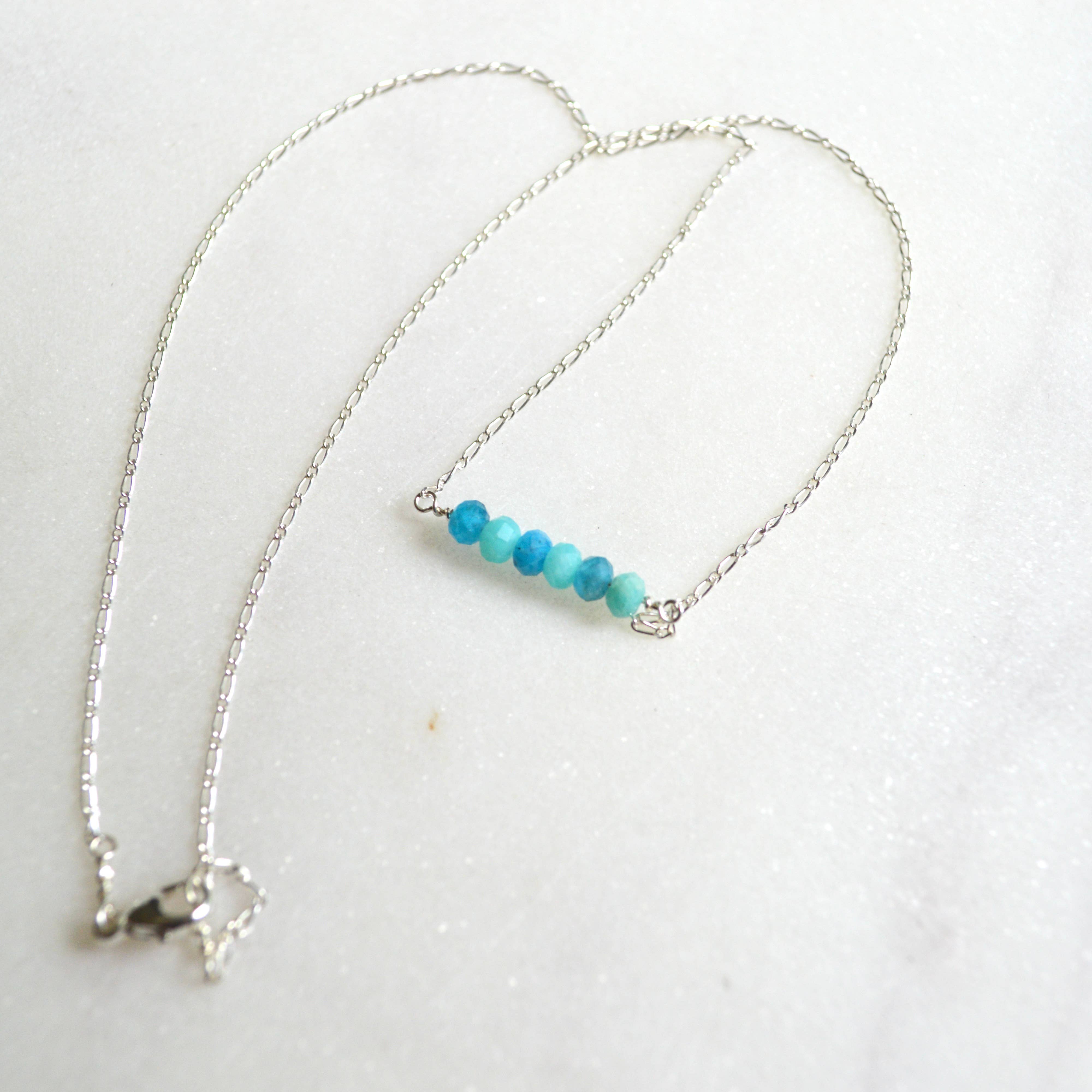 Salty But Sweet – wholesale Beaded/pearl necklace – Amazonite and Apatite Beaded Necklace Sterling7