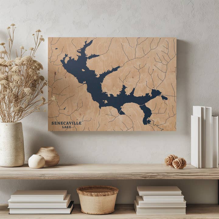 Mappa personalizzata del lago Senecaville, Ohio per la vendita all'ingrosso da parte di Benoit's Design Co.