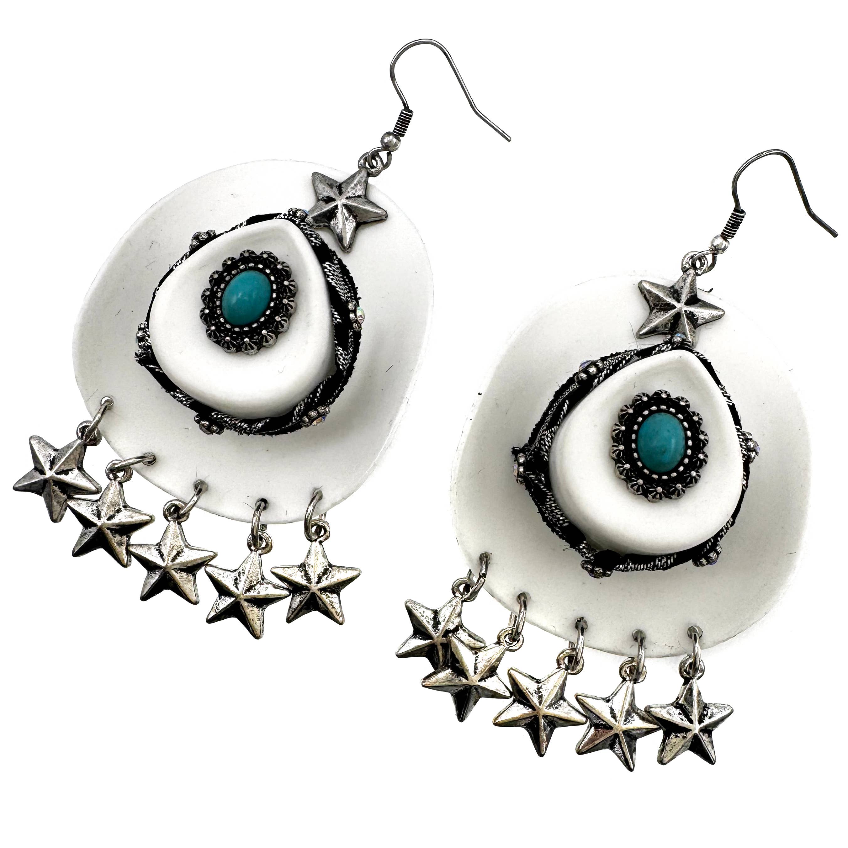 Lunar Deer - Wholesale Hangende/ronde oorbellen - Westernhoed met sterren grote kostuumoorbellen2