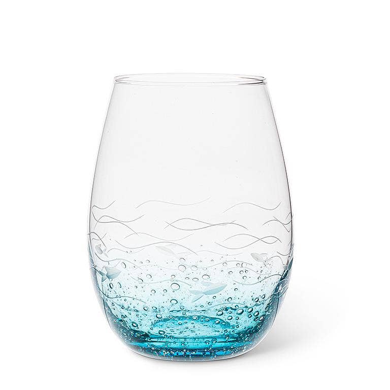 Abbott - Vente Verres à vin - Poisson Bleu/Transparent Verre Taillé1