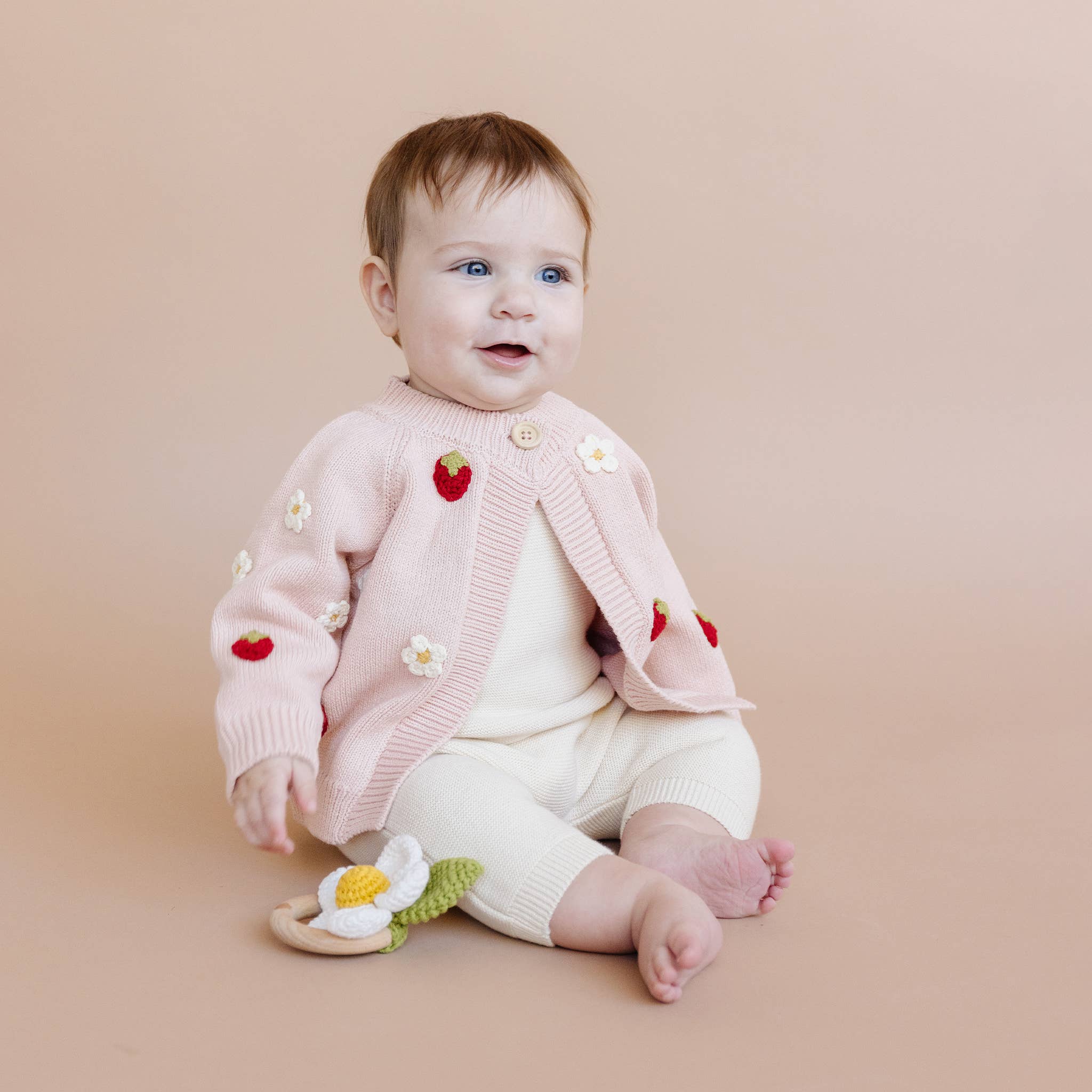 The Blueberry Hill - Wholesale Cardigan - Baby - Cotton Strawberry Flower Cardigan Blush Baby Sweater Clothes4
