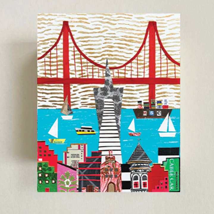 Golden Gate Bridge – Erinnerungsblock oder Kunstdruck für den Großhandel von Jennifer Clifford’s Adventures in Collage