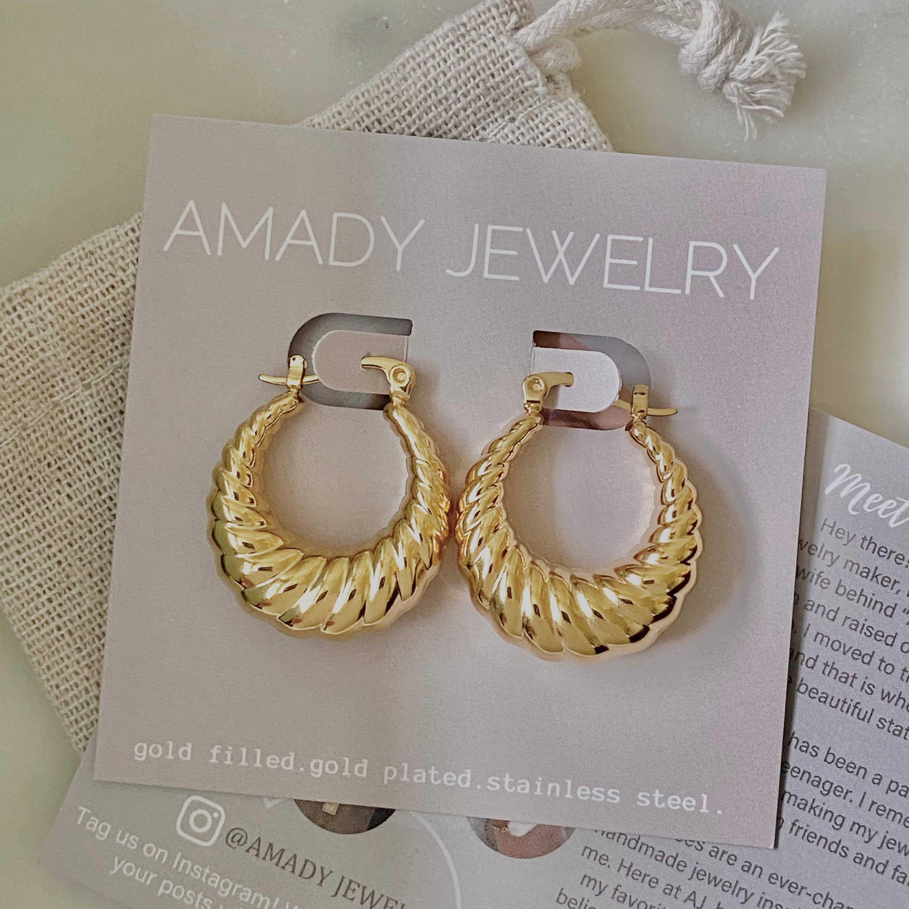 Amady Jewelry - Wholesale Hoop Earrings - Croissant Hoop Earrings Gold Plated over Stainless Steel4