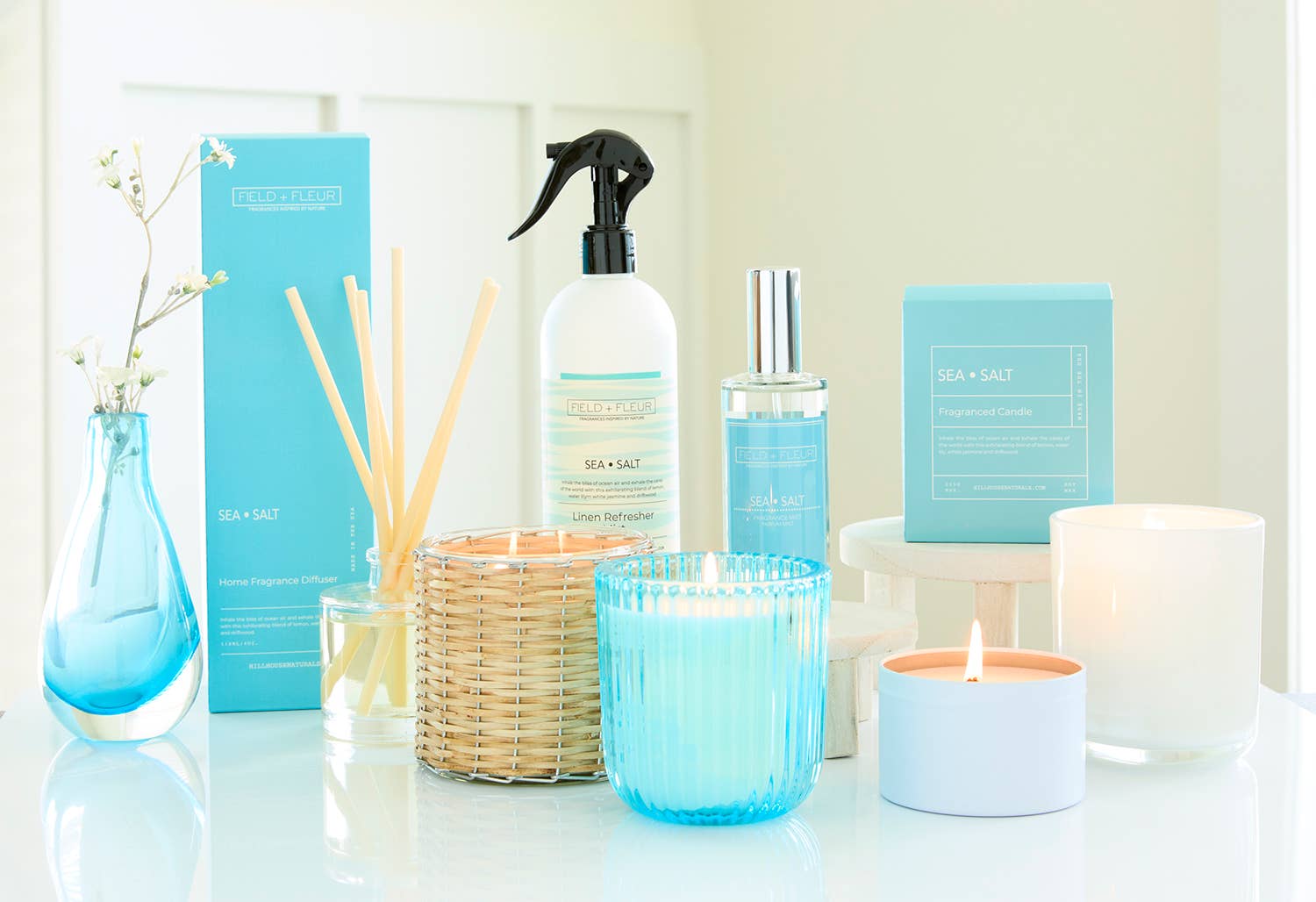 Hillhouse Naturals/Field+Fleur - Wholesale Jar/Filled Candle - Sea Salt 2 Wick Handwoven Candle 12oz Ctn.65