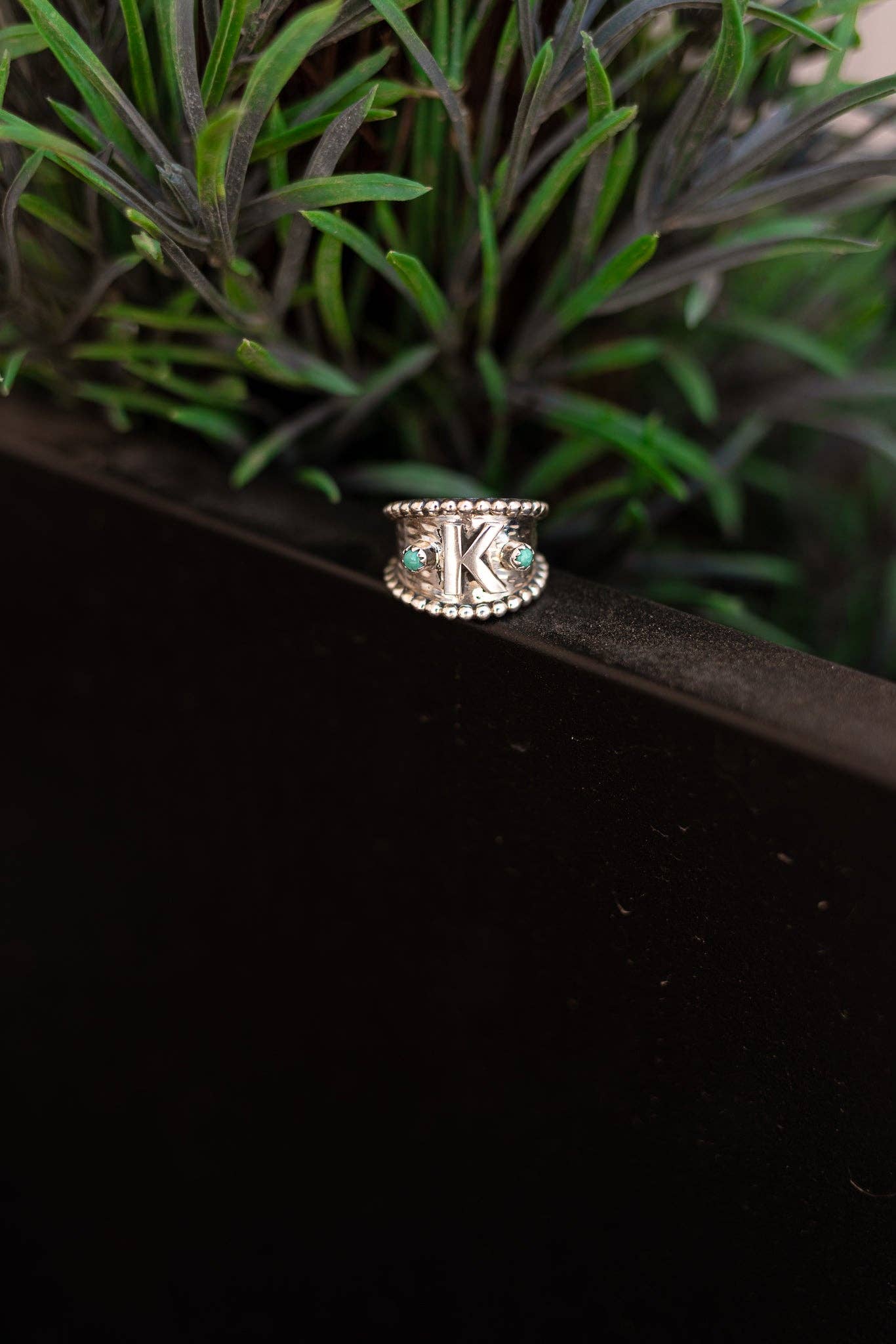 Turquoise Forever Yours Sterling Silver Initial Ring MADE TO ORDER for wholesale on Faire8