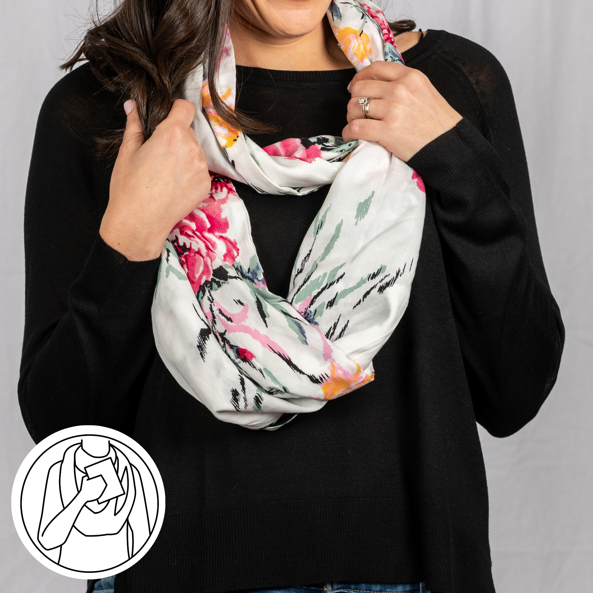 Pokète Inc - Wholesale Scarf - Women's - Debbie Hidden Pocket Scarf - On the Go1