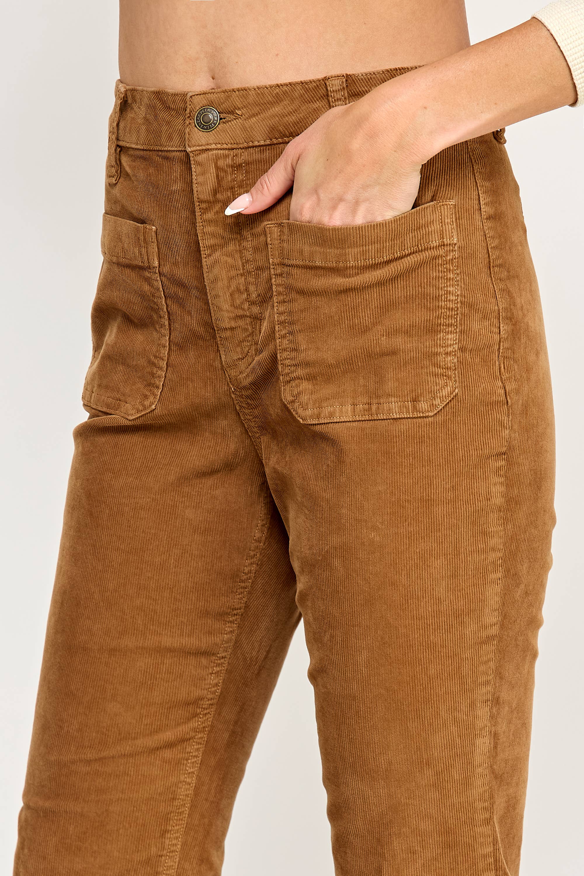 HIGH RISE FLARE JEANS IN CAMEL (P-SP-P105CM) for wholesale on Faire5