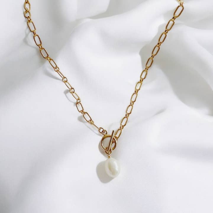 Savannah Pearl Toggle Gold Filled Necklace for wholesale by True by Kristy Jewelry