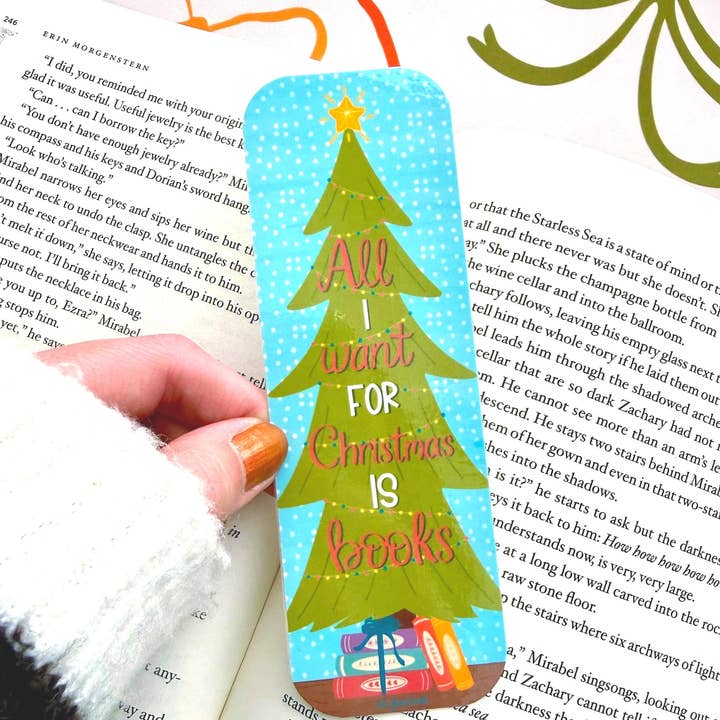 Tutto quello che voglio per Natale è un segnalibro di libri. per la vendita all'ingrosso da parte di Let's Jess Doodle