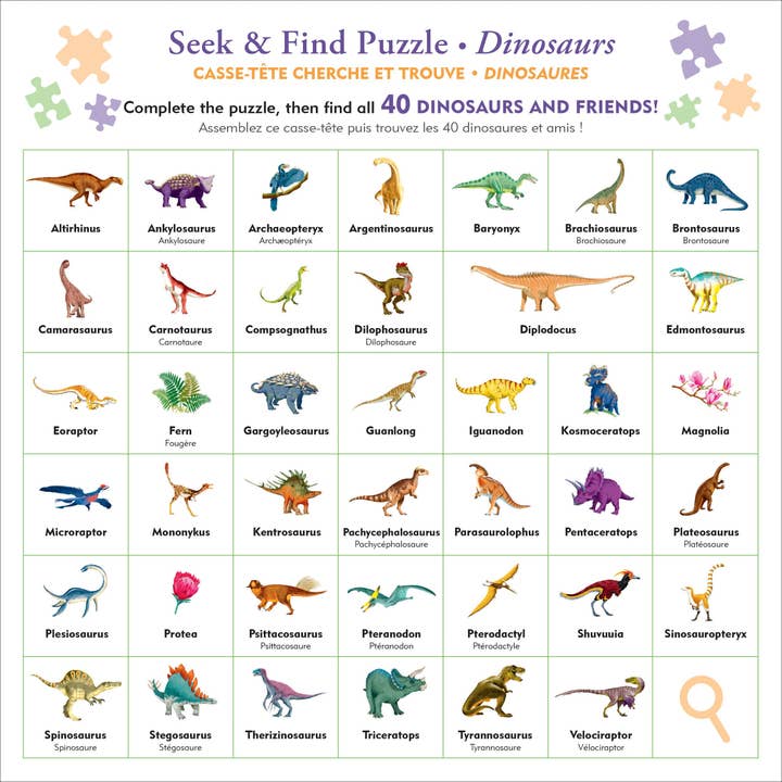 Peter Pauper Press - Wholesale Puzzle - Kids - Dinosaurs Seek & Find 100-Piece Jigsaw Puzzle2