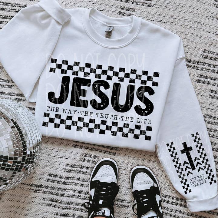 Jesus The Way The Truth The Life Checkered DTF Transfer for wholesale by K and M Designs