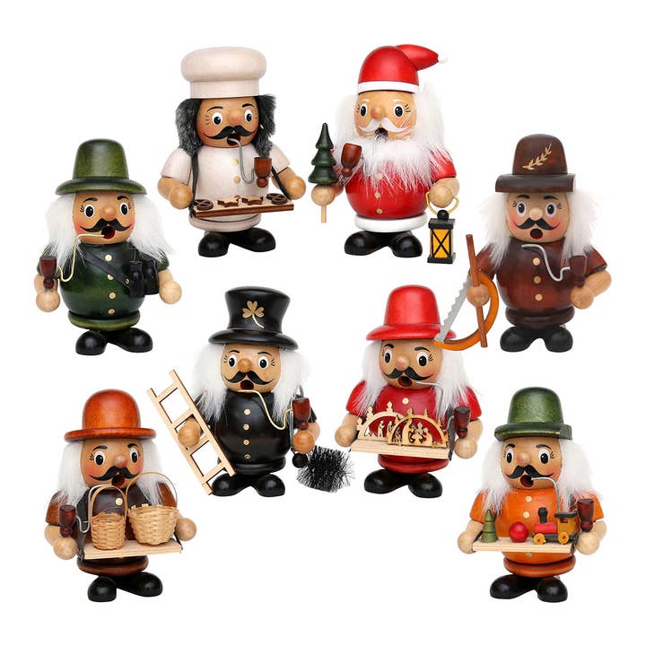 Wurm - Wholesale Novelty Candle - Incense smoker made of wood, 8-piece, colorful (W/H/D) 8x12x7cm