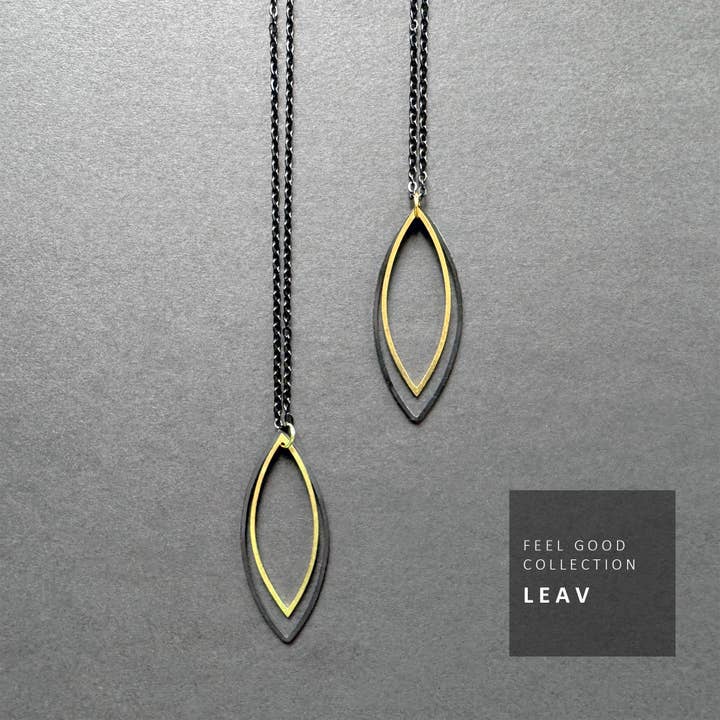 Kette LEAV Black G | Geometrisches Design | Schwarz/Gold für den Großhandel von TINOLISS