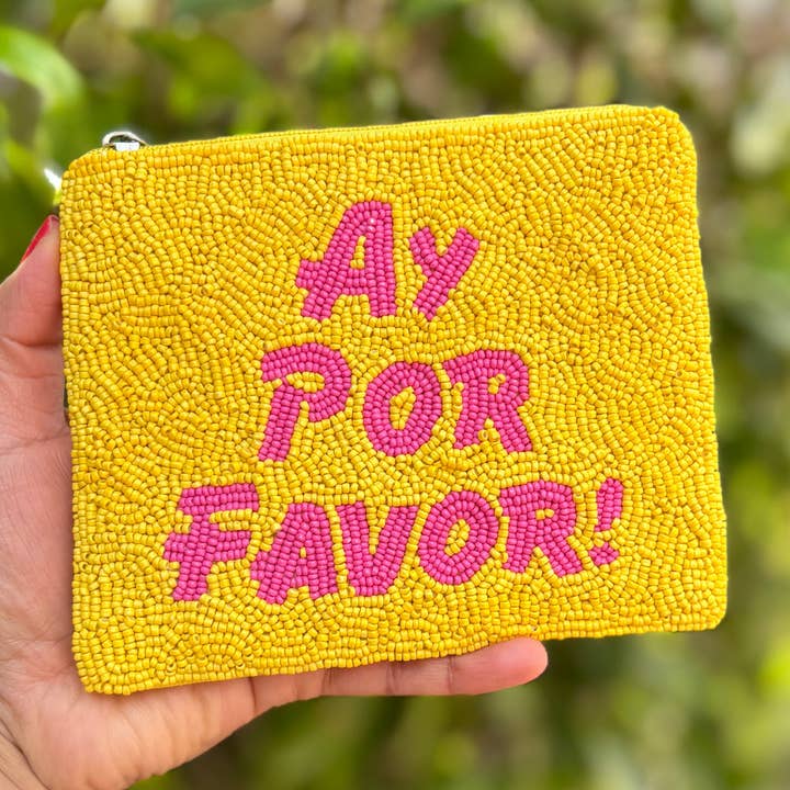 Ay Por Favor Beaded Pouch for wholesale by Twine and Love
