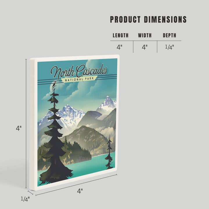 Lantern Press - Wholesale Coasters - CERAMIC COASTER North Cascades National Park Lithograph4