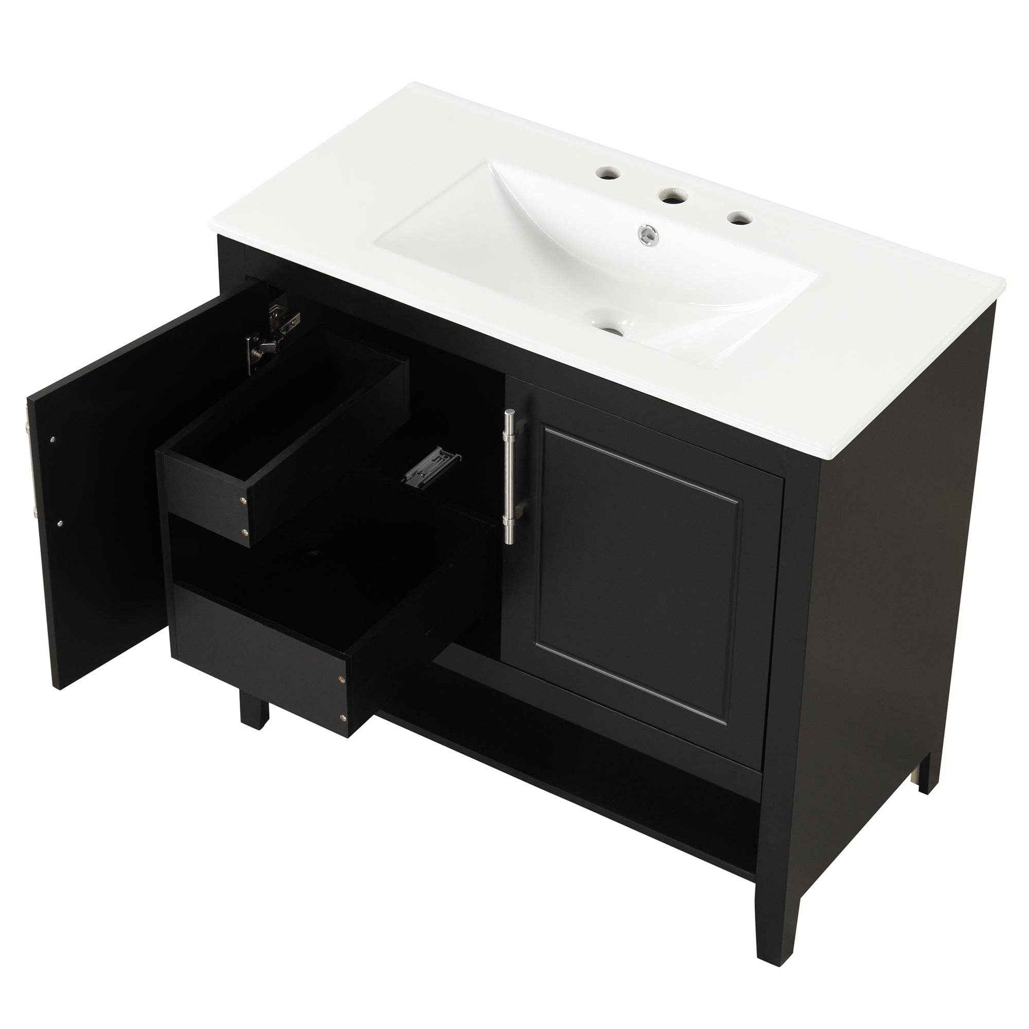 Orange County Decor - Wholesale Cabinet - 36" Bathroom Vanity With Sink, Multi Functional Bathroom Cabinet With Doors And Drawers, Mdf Frame And Mdf Board, Black Black Solid Wood Mdf20