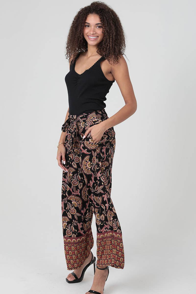 ANGIE – wholesale Pants – Women's – 25T07-A889 PRINTED WIDE LEG PANTS WITH TIE WAIST3