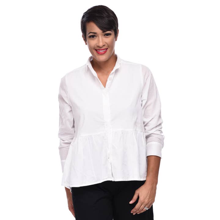 Tulip Clothing - Wholesale Button Down Shirt - Women's - CV734 Prairie in White