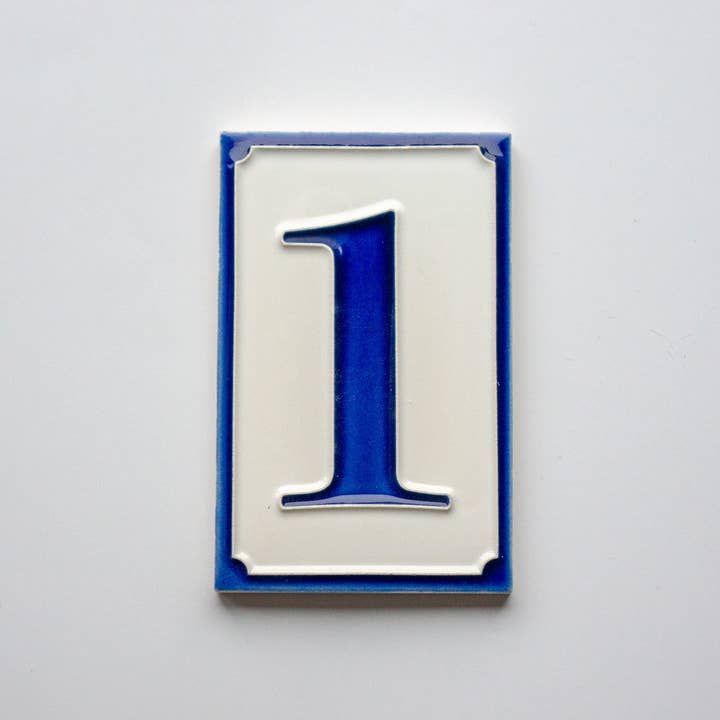 Simplici Blue | Ceramic Door Number Tile & Frame – 7cm x 11cm (2.76" x 4.33") for wholesale by LVR Ceramics