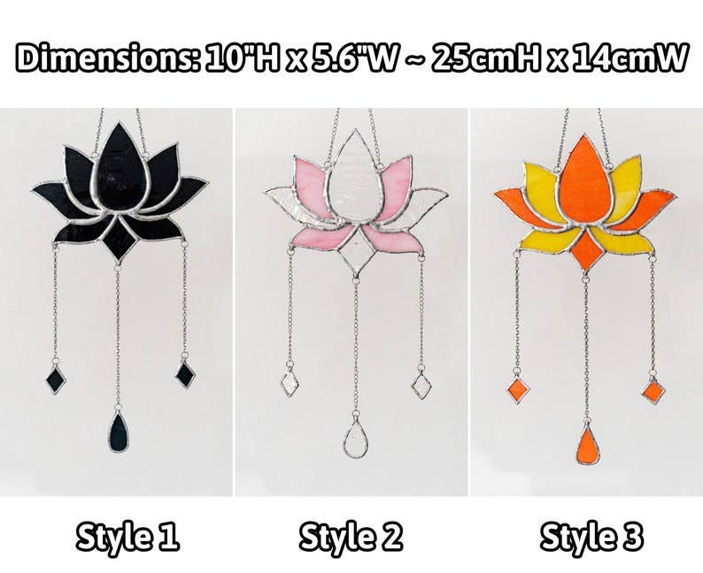 MondoBellissimo - Wholesale Suncatcher - Lotus Stained Glass Art F161