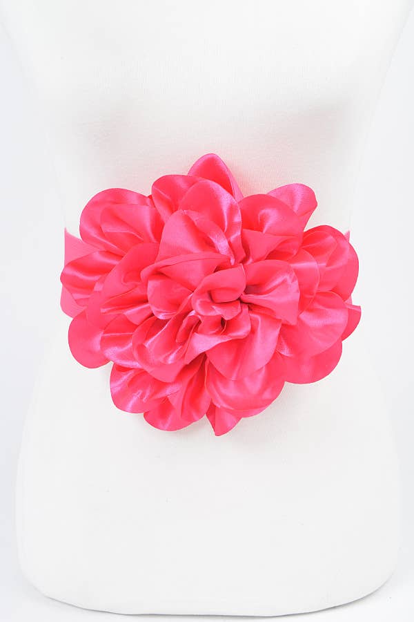 3AM BY H&D ACCESSORIES – Großhandel Gürtel – Damen –  Elastischer Gürtel aus Satin mit großen Blumen4