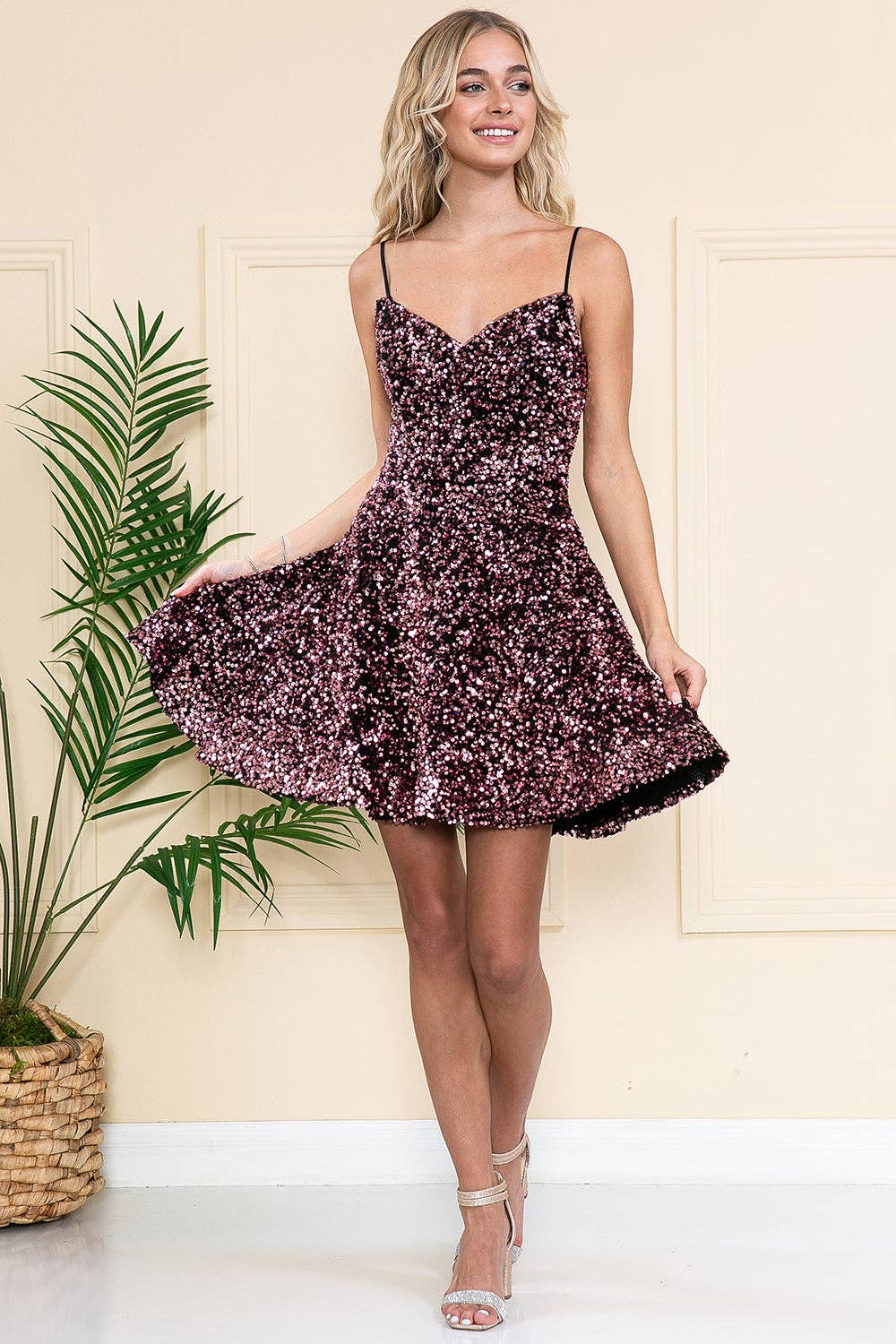 LA Merchandise - Wholesale Dress - Women's - LAA395S Short Strapless Homecoming Sequined Dress0