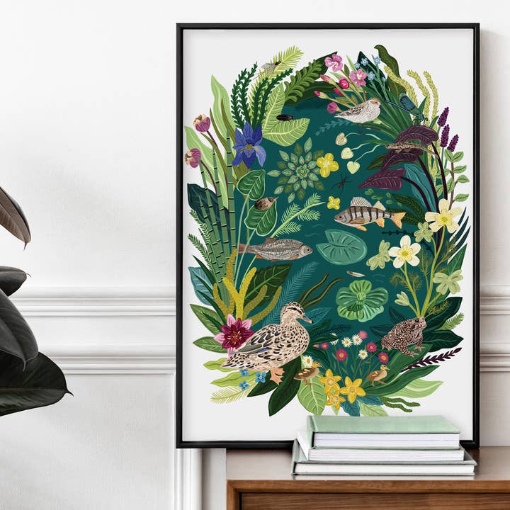 Stampa Pond Habitat per la vendita all'ingrosso da parte di Bea Baranowska Illustration