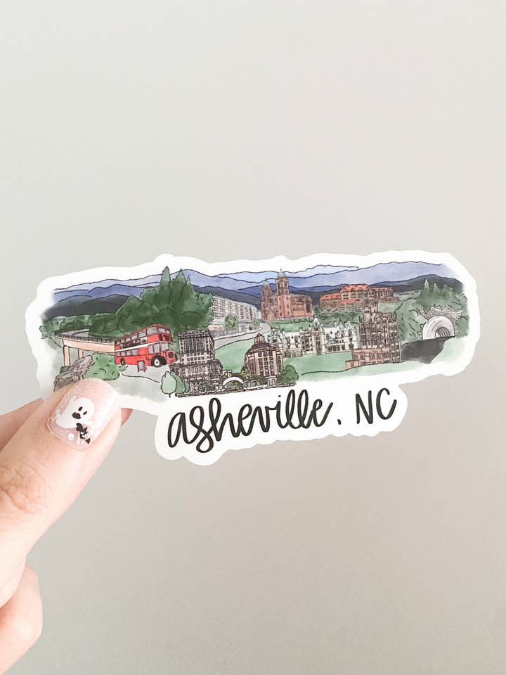 Asheville, NC North Carolina State Skyline Souvenir Sticker for wholesale by Thirteenwinks
